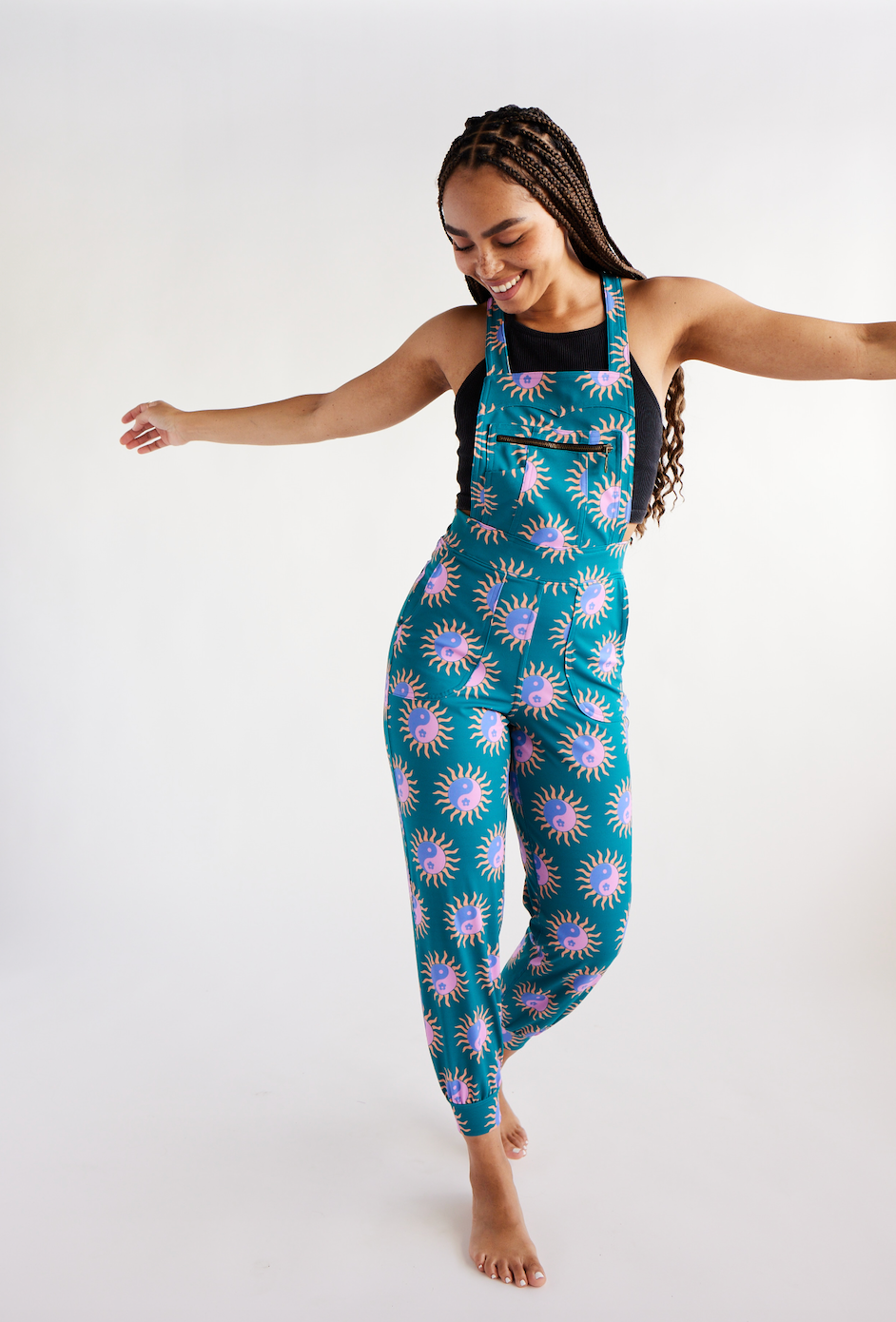 Women s Overall Jumpsuit Tropical Yin Yang Swaay