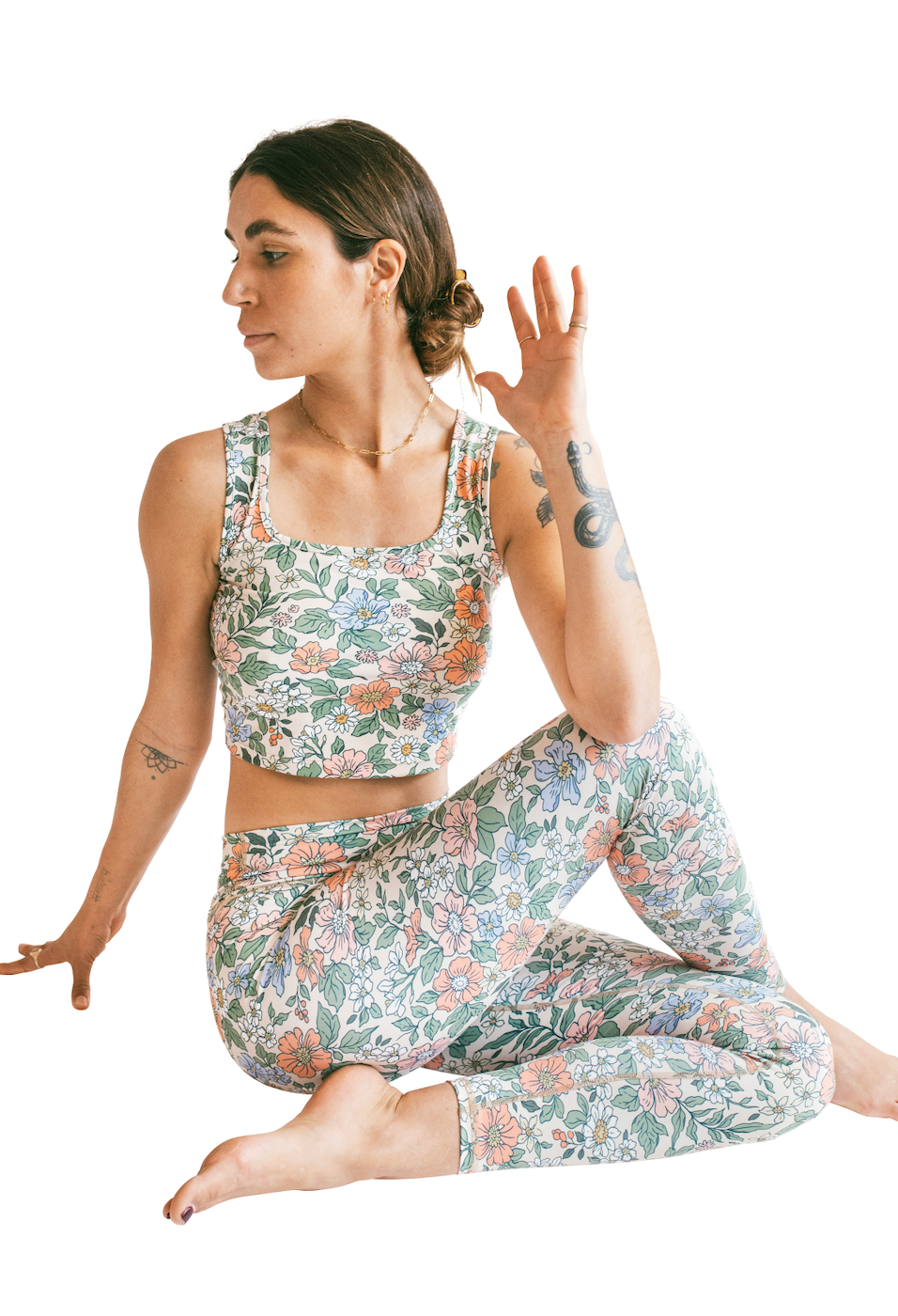 Women s Eco Friendly High Rise Leggings Sweet Floral C Swaay